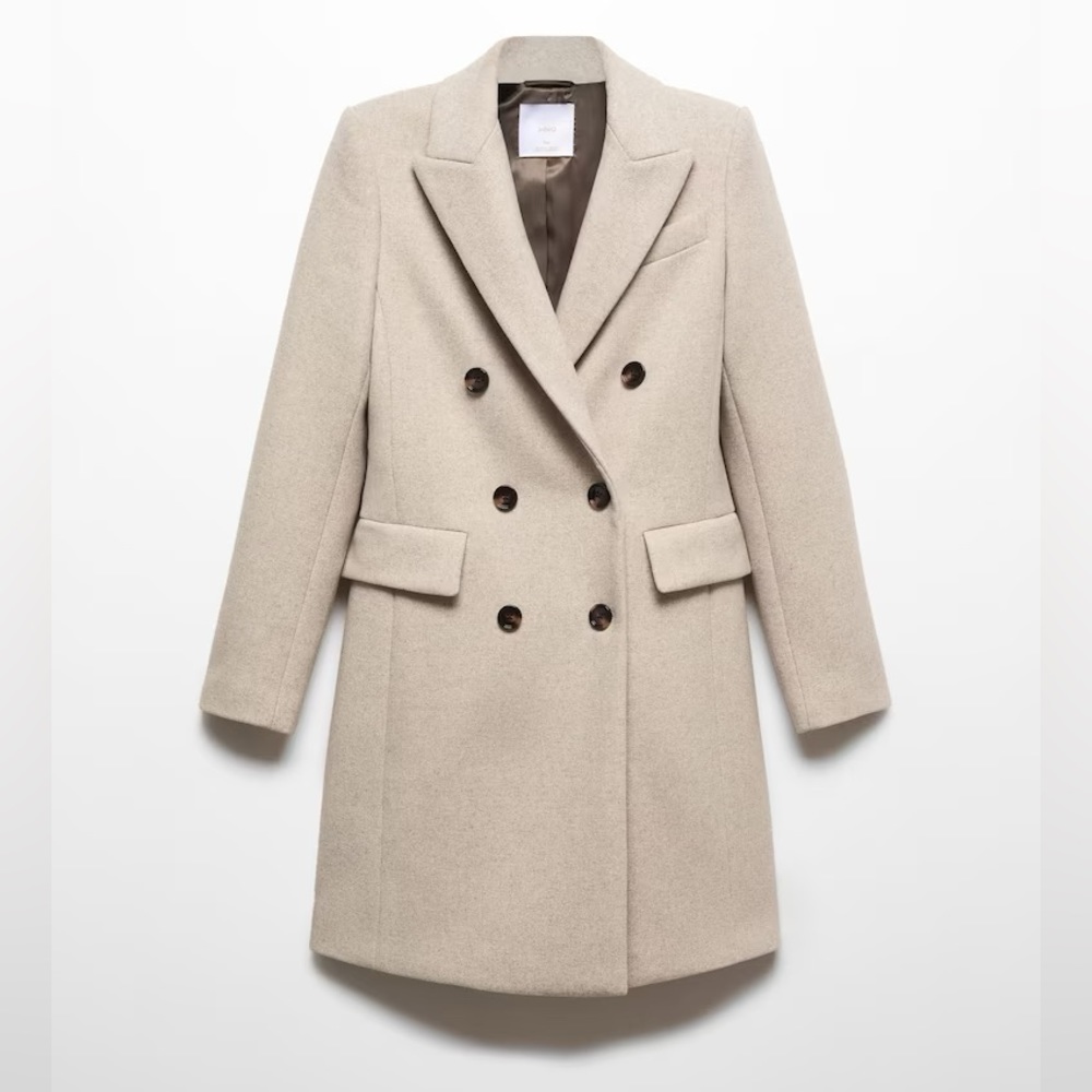 Mango Double-breasted wool coat
